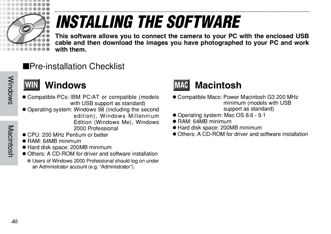 FujiFilm iX-100 user manual Installing the Software 