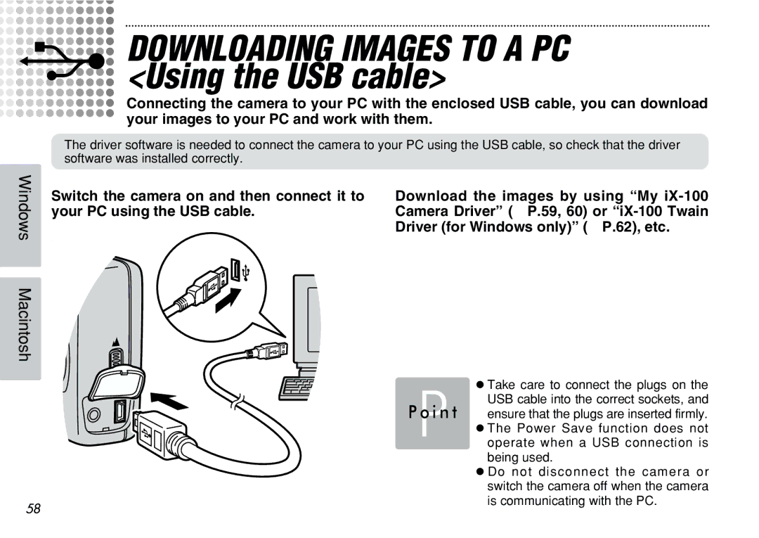 FujiFilm iX-100 user manual Downloading Images to a PC 