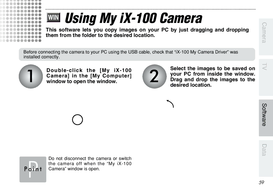 FujiFilm user manual Using My iX-100 Camera, Double-click the My, Camera in the My Computer, Window to open the window 