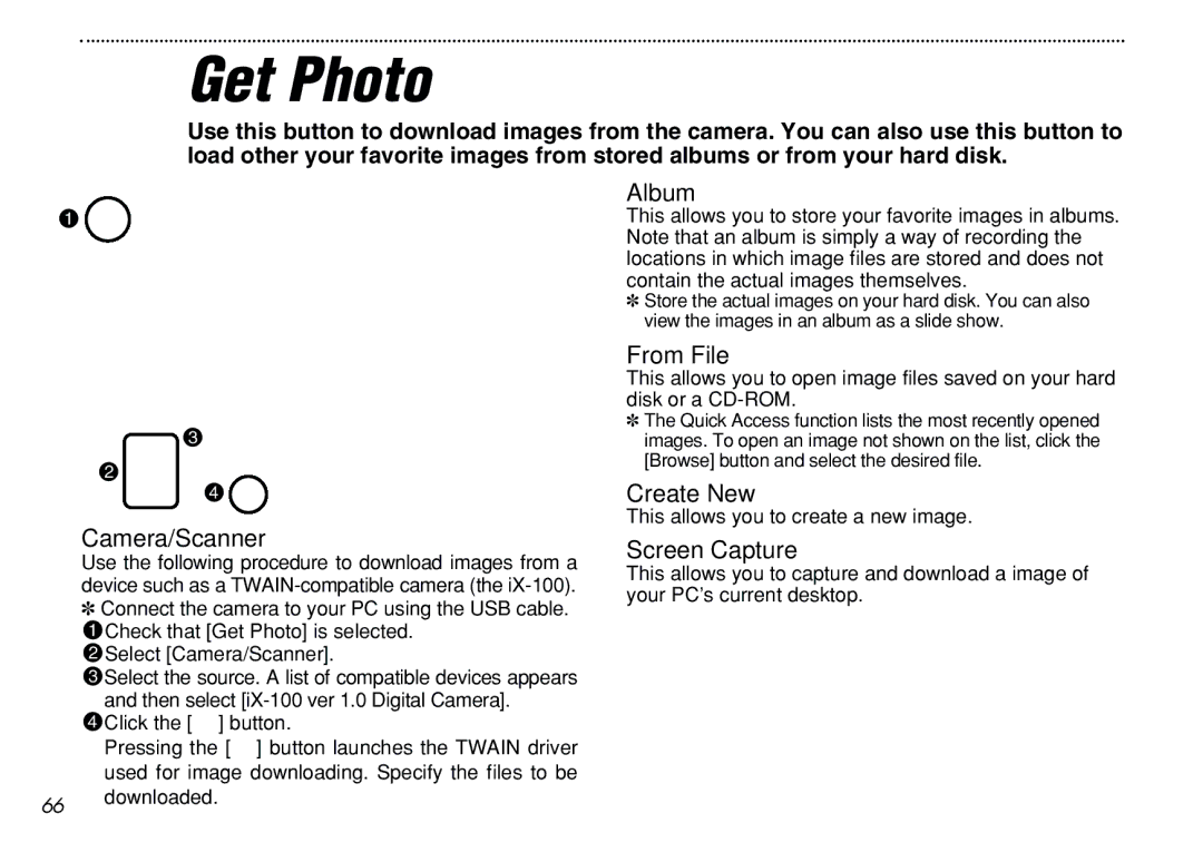 FujiFilm iX-100 user manual Get Photo 