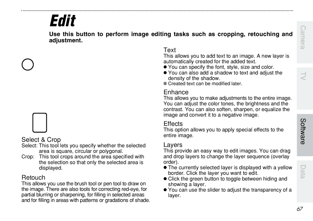 FujiFilm iX-100 user manual Edit 