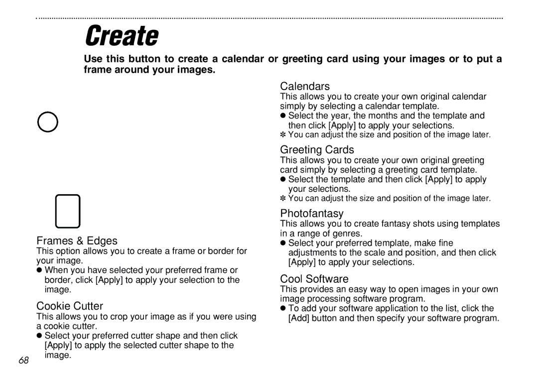 FujiFilm iX-100 user manual Create 