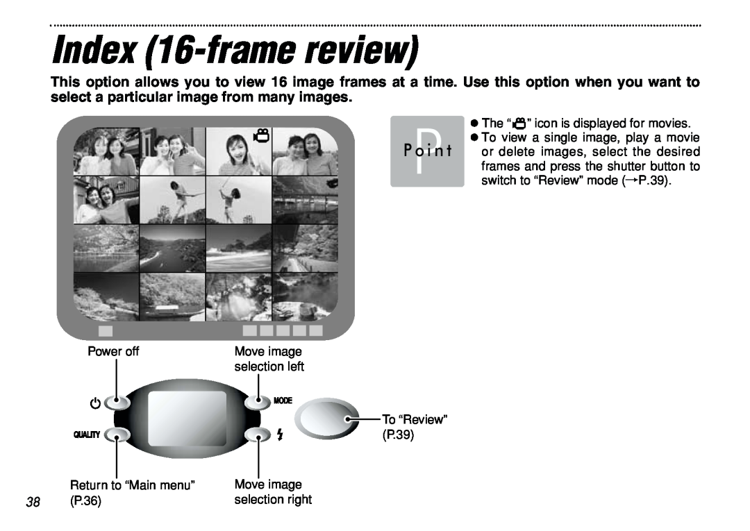 FujiFilm iX-100 user manual Index 16-frame review, selection left, selection right 