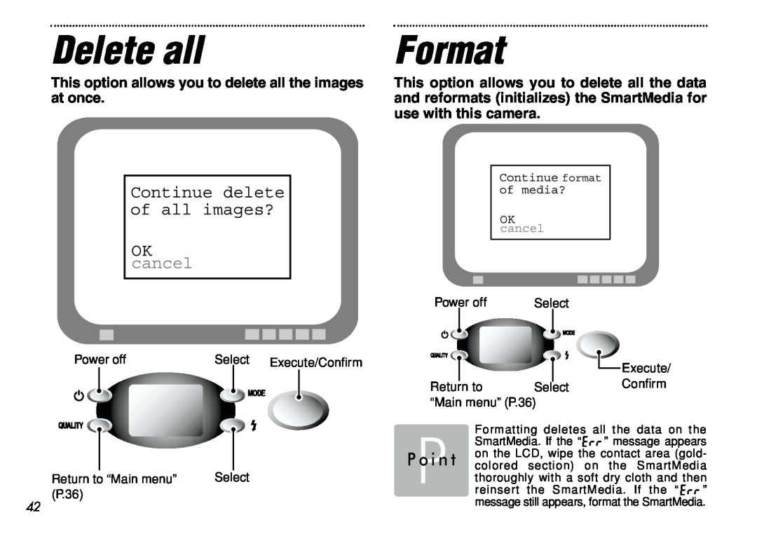 FujiFilm iX-100 user manual Delete all, Format, This option allows you to delete all the images at once 