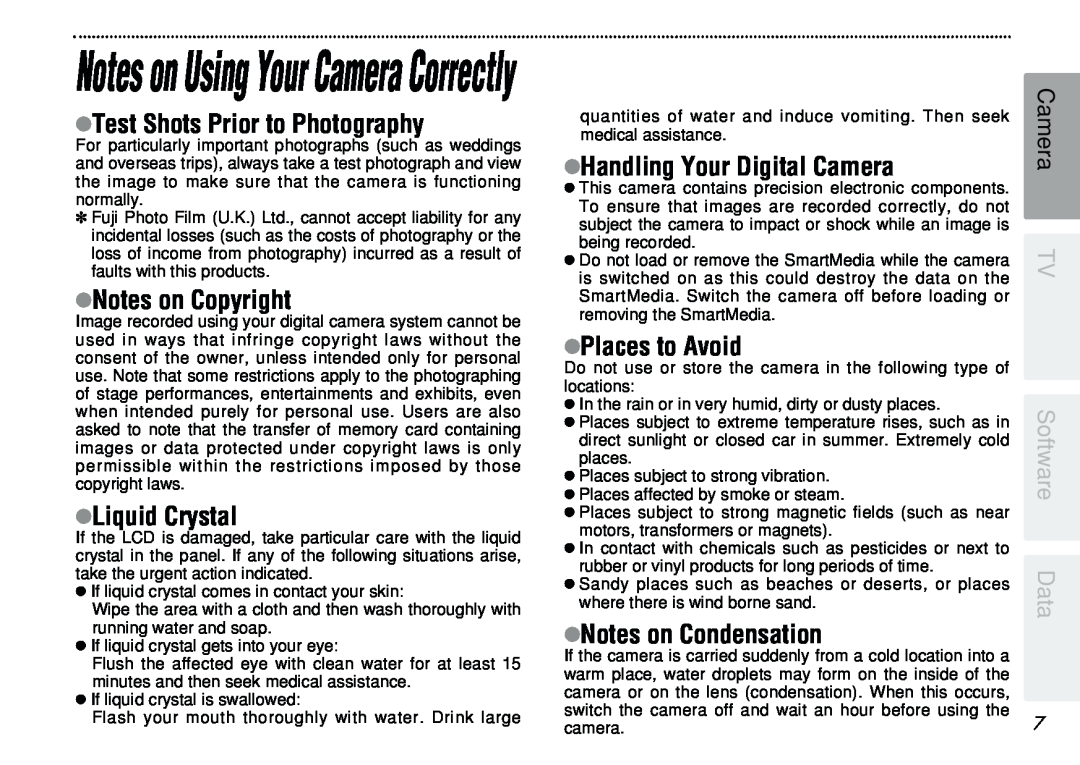 FujiFilm iX-100 user manual Notes on Using Your Camera Correctly, hTest Shots Prior to Photography, hNotes on Copyright 