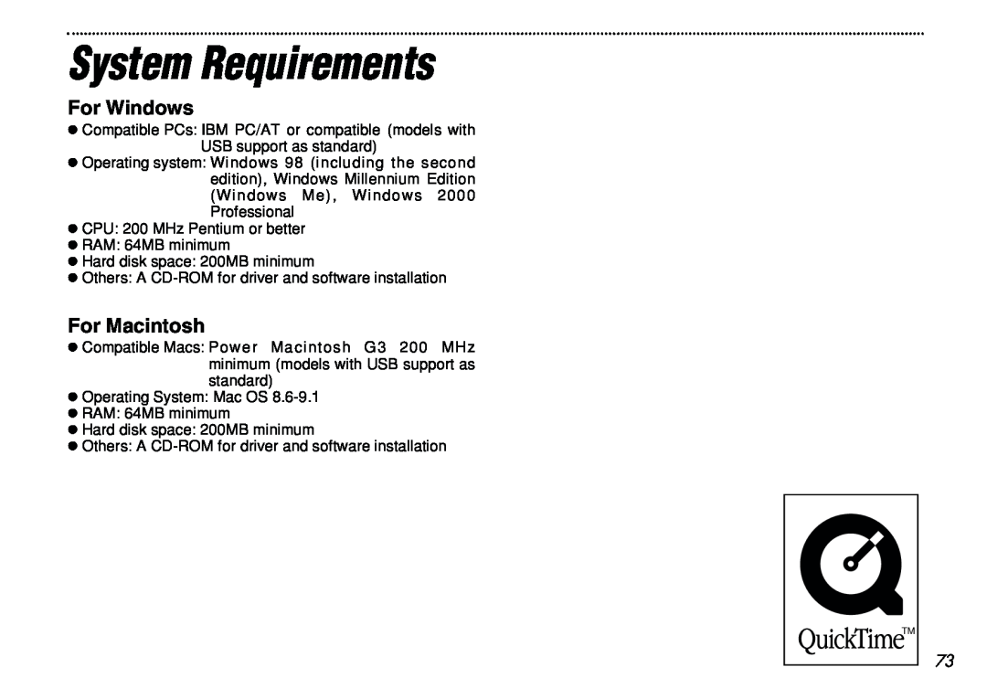 FujiFilm iX-100 user manual System Requirements, For Windows, For Macintosh 
