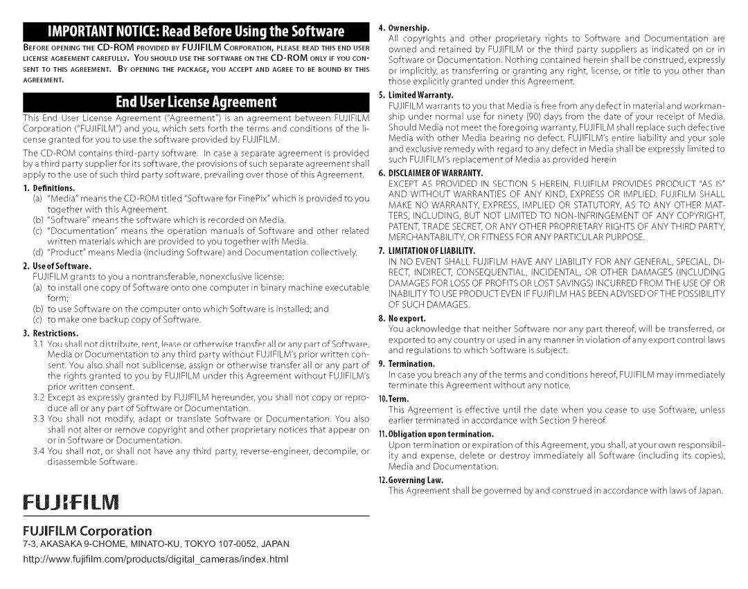 FujiFilm J210 owner manual Fuj Ifi Lm 