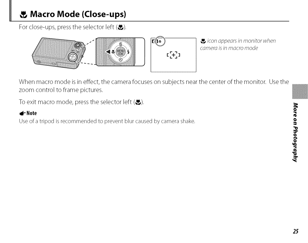 FujiFilm J210 owner manual Macro Mode Close-ups 