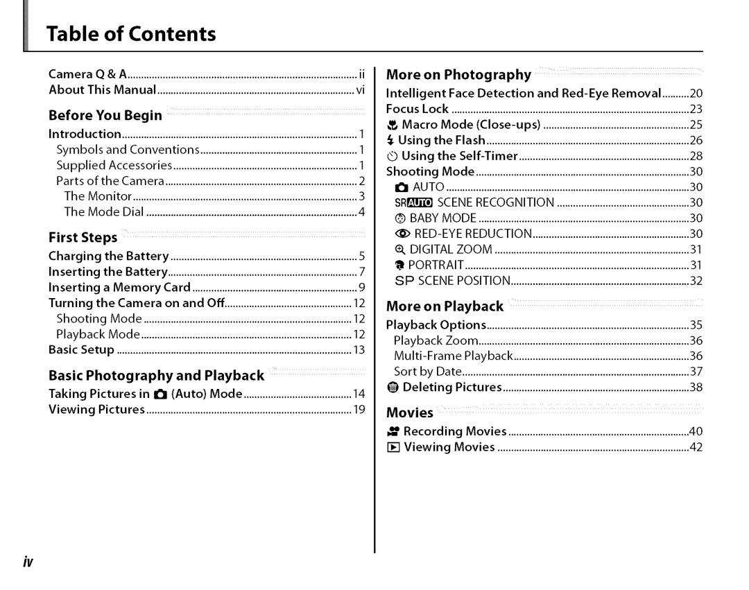 FujiFilm J210 owner manual Contents 