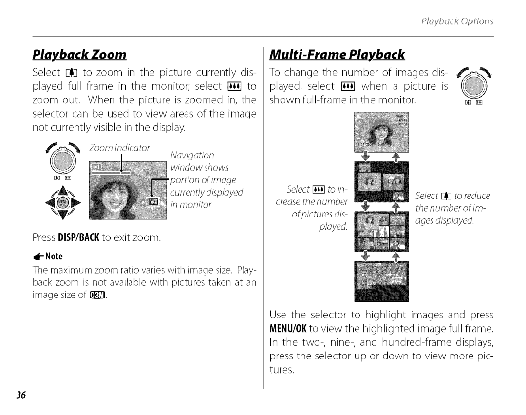 FujiFilm J210 owner manual PressDISP/BACKto exit zoom, Ayb ck Op one 