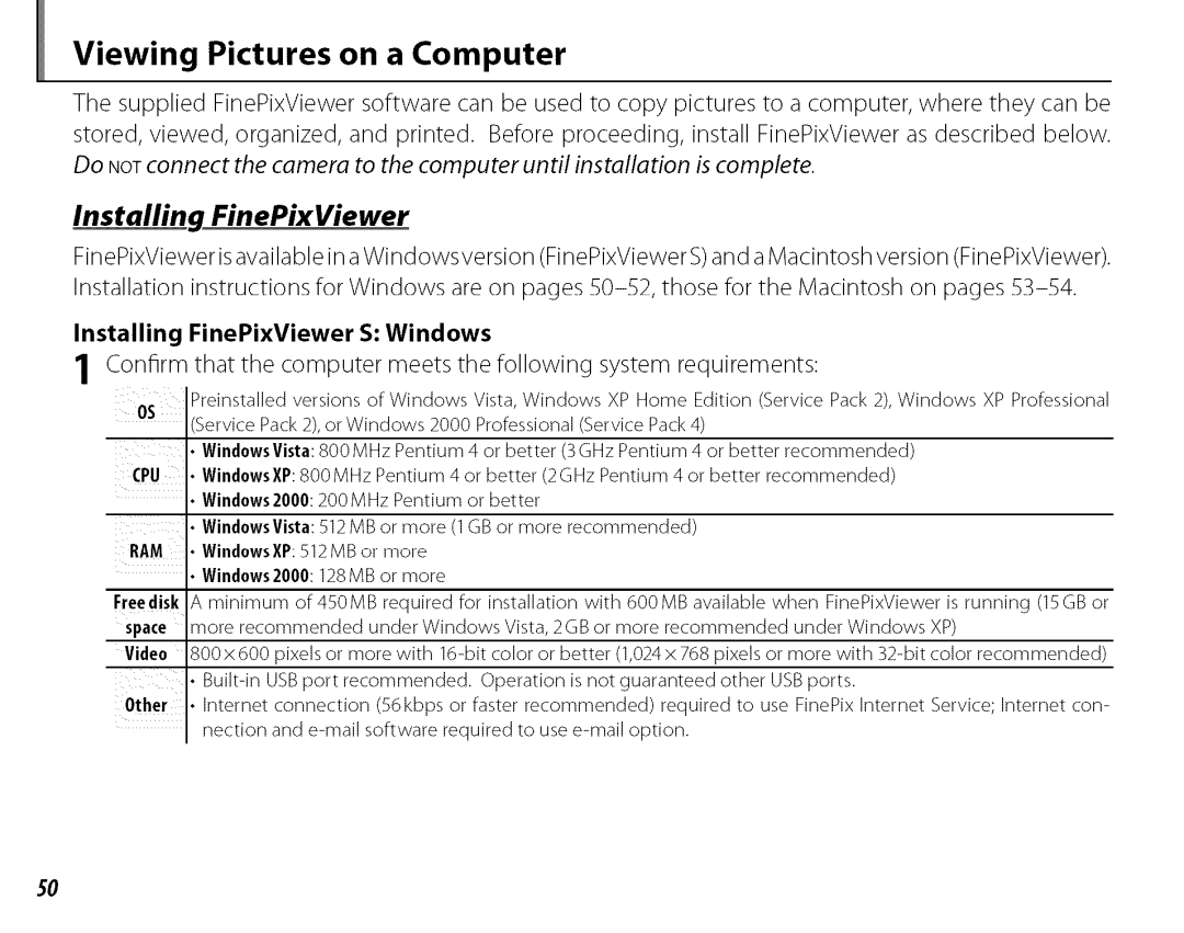 FujiFilm J210 owner manual Viewing Pictures on a Computer, Installing FinePixViewer 