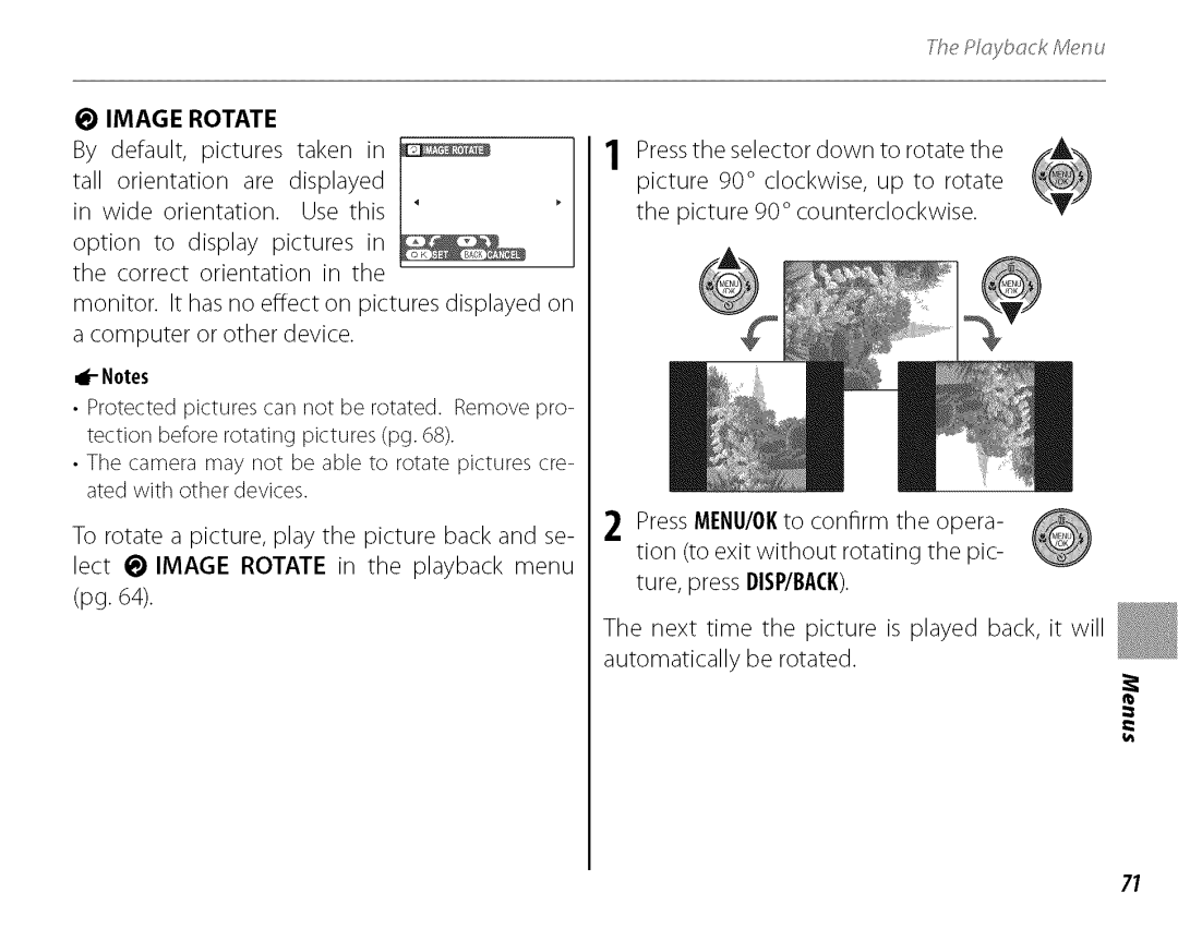 FujiFilm J210 owner manual Image Rotate, Th*P/aybck A4*nu 