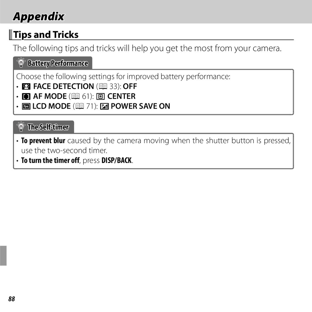 FujiFilm JX370 - JX390, JX290 - JX295, JX330 - JX335, JX420 - JX440 owner manual Appendix, Tips and Tricks 