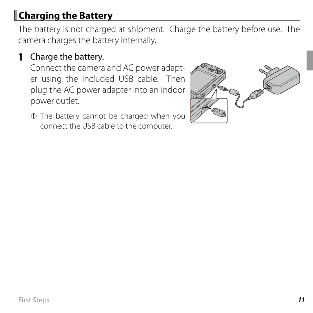 FujiFilm JX330 - JX335, JX290 - JX295, JX370 - JX390, JX420 - JX440 owner manual Charging the Battery 