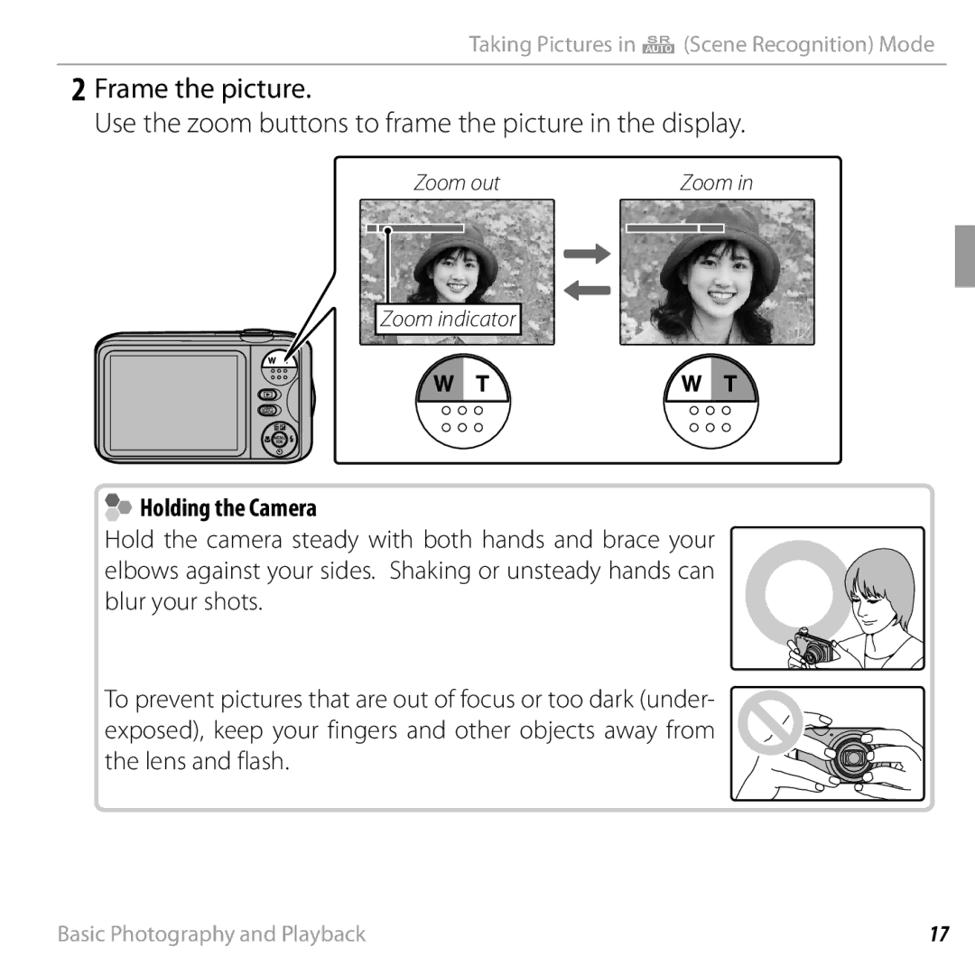 FujiFilm JX420 - JX440, JX290 - JX295, JX330 - JX335, JX370 - JX390 owner manual Holding the Camera 