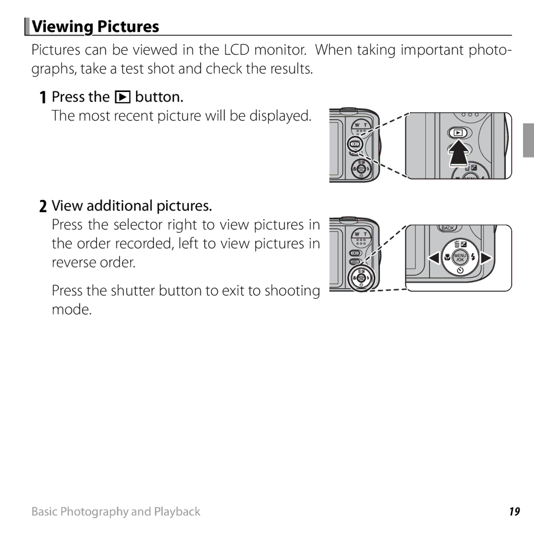 FujiFilm JX330 - JX335, JX290 - JX295, JX370 - JX390, JX420 - JX440 owner manual Viewing Pictures 