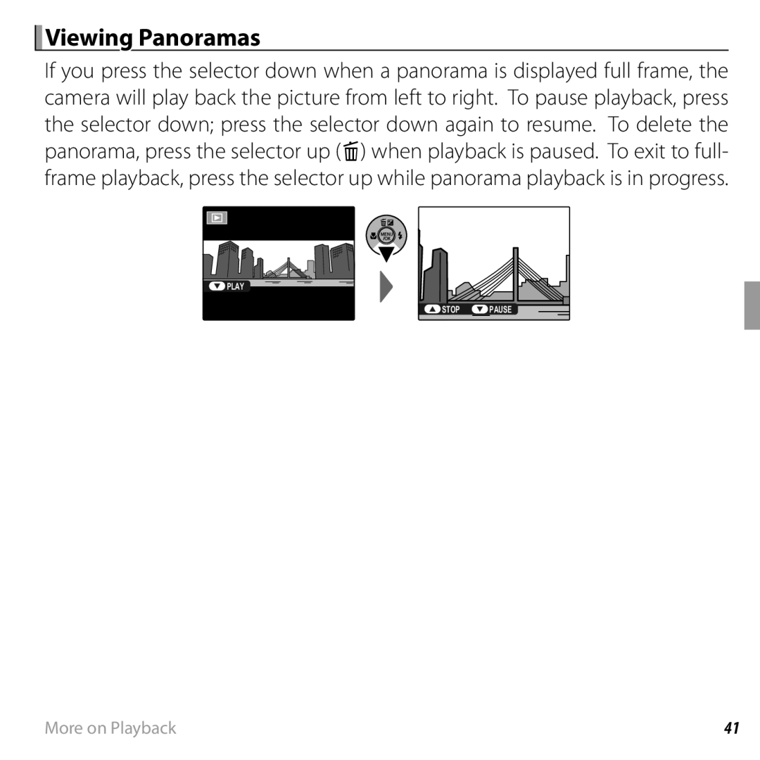 FujiFilm JX420 - JX440, JX290 - JX295, JX330 - JX335, JX370 - JX390 owner manual Viewing Panoramas 