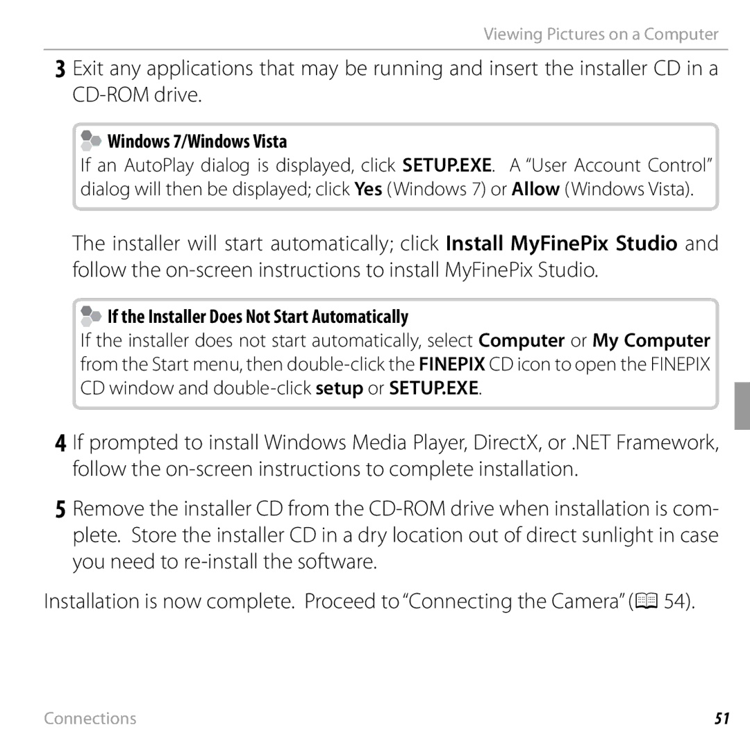 FujiFilm JX330 - JX335, JX290 - JX295, JX370 - JX390 Windows 7/Windows Vista, If the Installer Does Not Start Automatically 