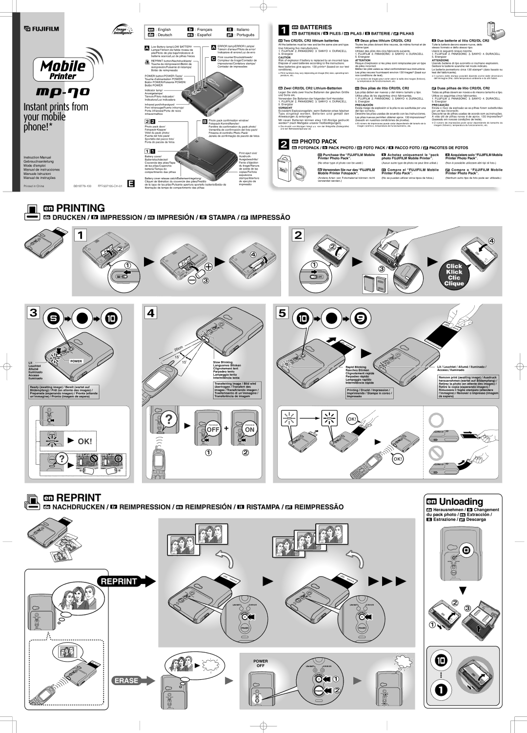 FujiFilm MP-70 instruction manual Gebrauchsanleitung, Mode d’emploi, Manual de instrucciones, Manuale Istruzioni 