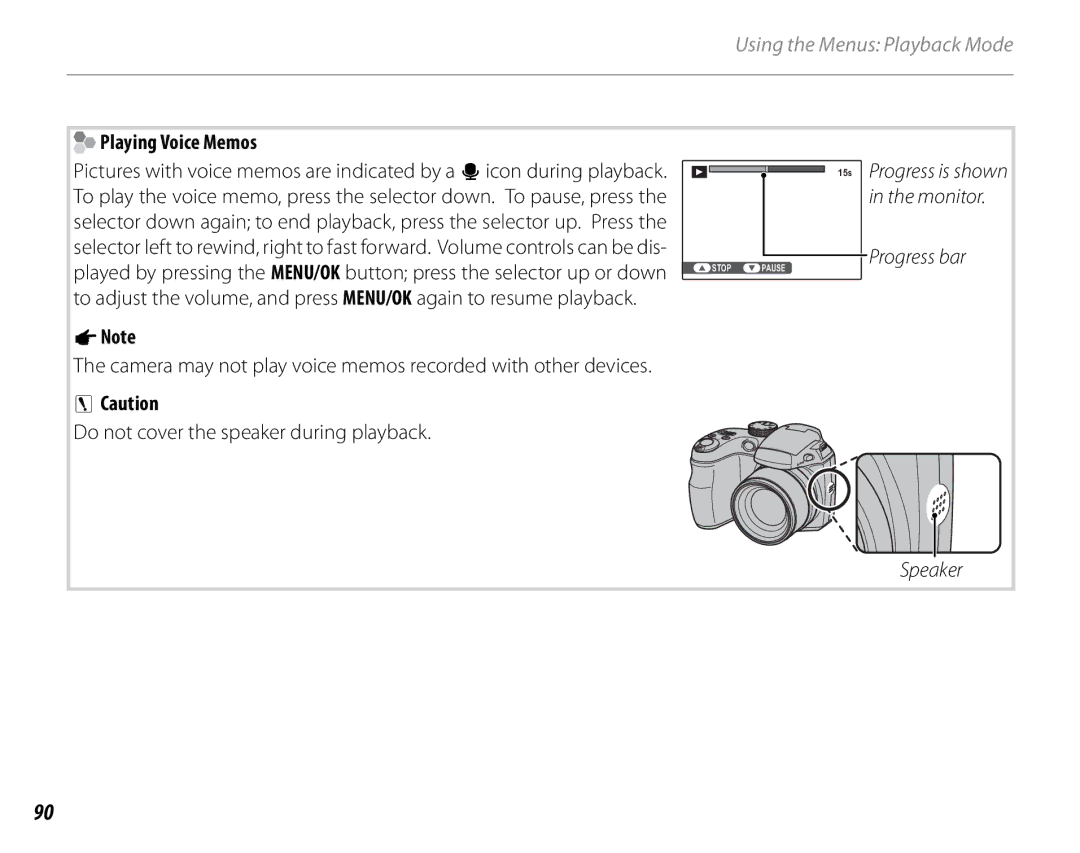 FujiFilm S1600, S1800, S1900, S1700, S2700HD, S2500HD owner manual Playing Voice Memos, Monitor 