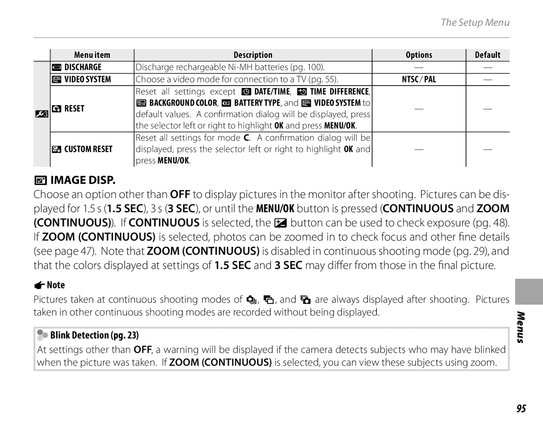 FujiFilm S1900, S1800, S1600, S1700, S2700HD, S2500HD owner manual Aimage Disp, Blink Detection pg 