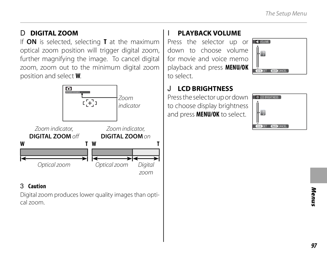 FujiFilm S1700, S1800, S1900, S1600, S2700HD, S2500HD owner manual Ddigital Zoom 