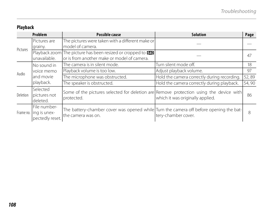 FujiFilm S1600, S1800, S1900, S1700, S2700HD, S2500HD owner manual 108, Playback 