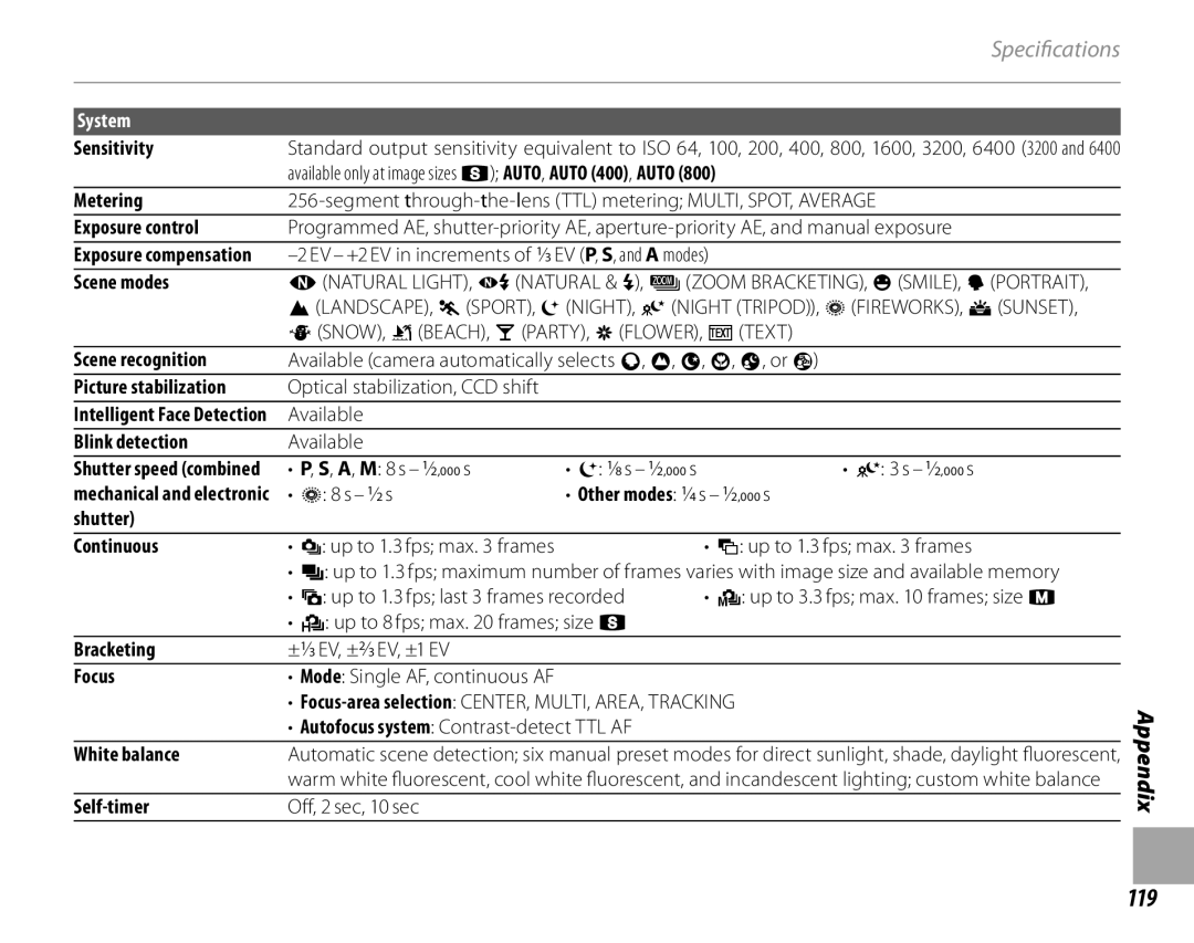 FujiFilm S1900, S1800, S1600, S1700, S2700HD, S2500HD owner manual 119 