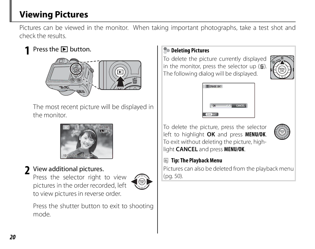 FujiFilm S2700HD, S1800, S1900 Viewing Pictures, Most recent picture will be displayed, Monitor, View additional pictures 