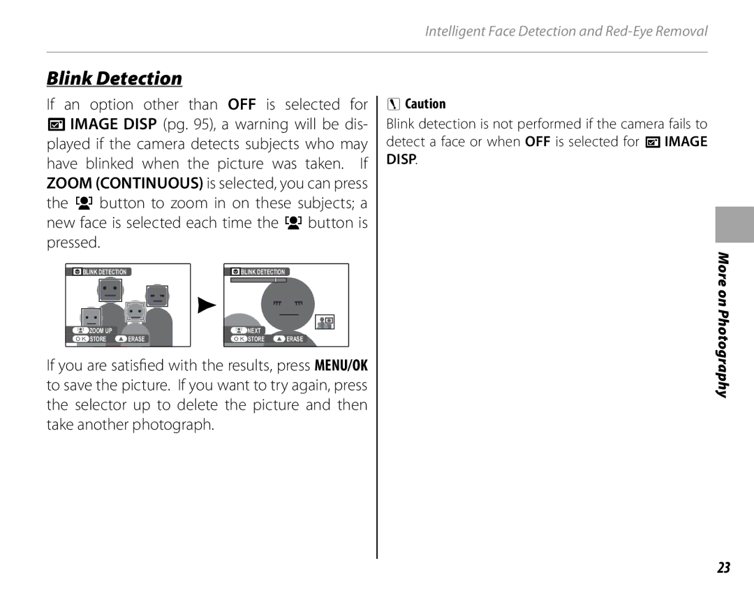 FujiFilm S1900, S1800, S1600, S1700, S2700HD, S2500HD owner manual Blink Detection 