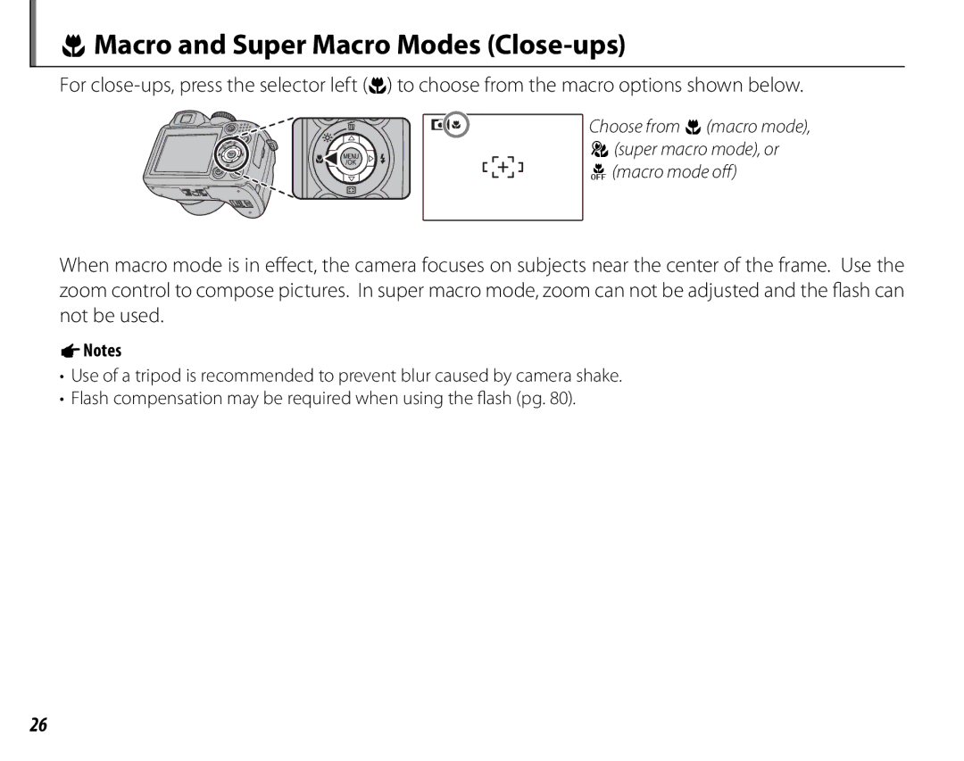 FujiFilm S2700HD, S1800, S1900, S1600, S1700, S2500HD owner manual Macro and Super Macro Modes Close-ups 