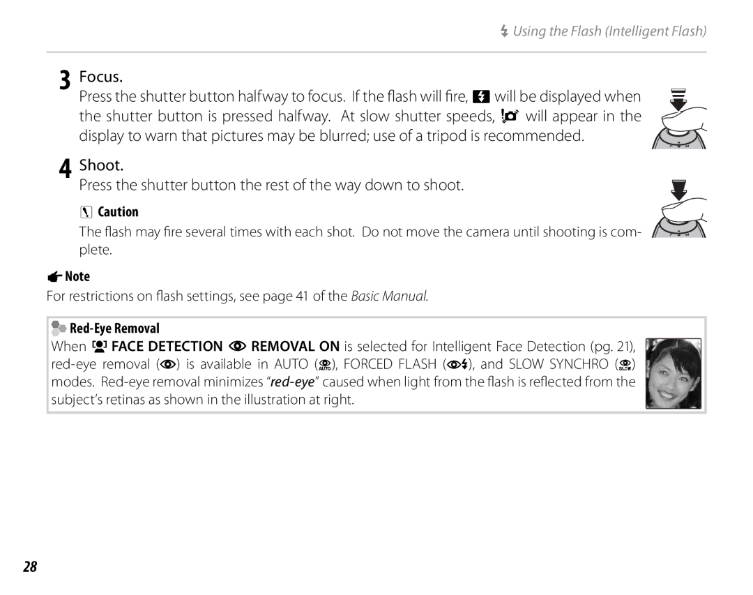 FujiFilm S1800, S1900, S1600, S1700, S2700HD, S2500HD owner manual 1Note, Red-Eye Removal 