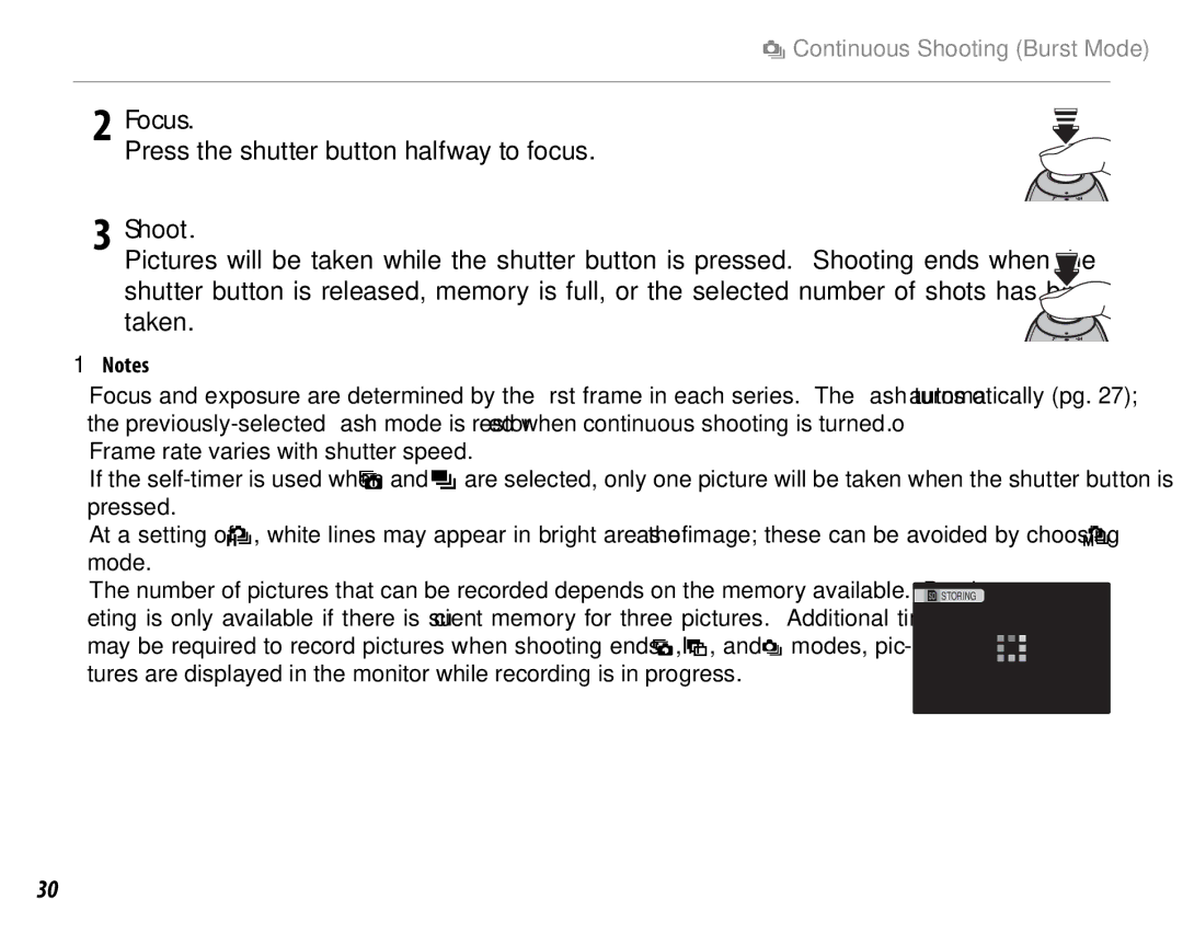 FujiFilm S1600, S1800, S1900, S1700, S2700HD, S2500HD owner manual IContinuous Shooting Burst Mode 