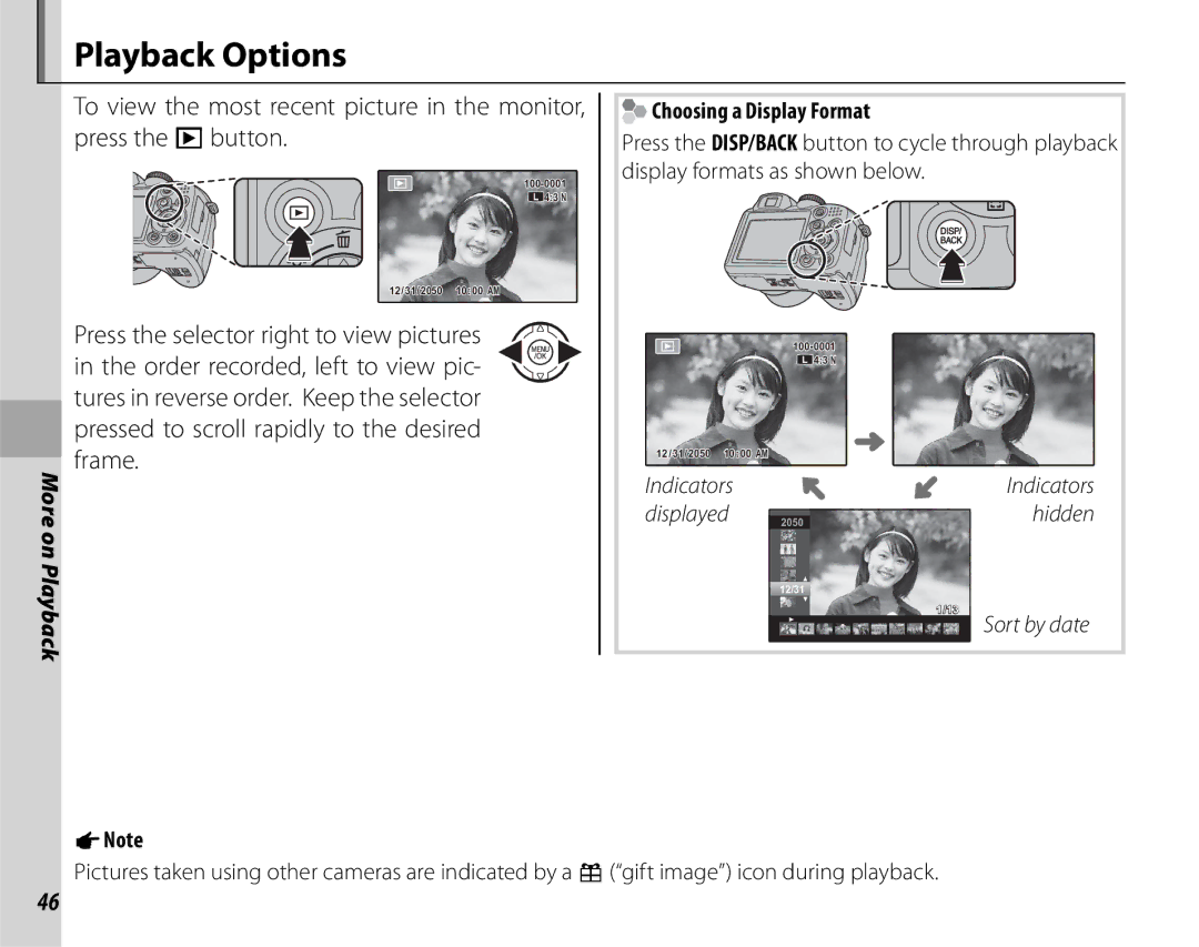 FujiFilm S1800, S1900, S1600, S1700, S2700HD, S2500HD owner manual Playback Options, Choosing a Display Format 