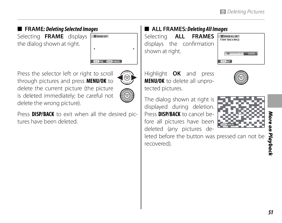 FujiFilm S2500HD, S1800, S1900, S1600, S1700, S2700HD owner manual ALL Frames Deleting All Images 