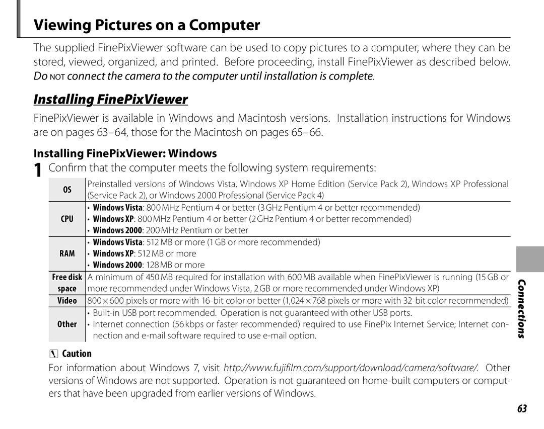 FujiFilm S2500HD, S1800, S1900, S1600, S1700, S2700HD Viewing Pictures on a Computer, Installing FinePixViewer Windows 