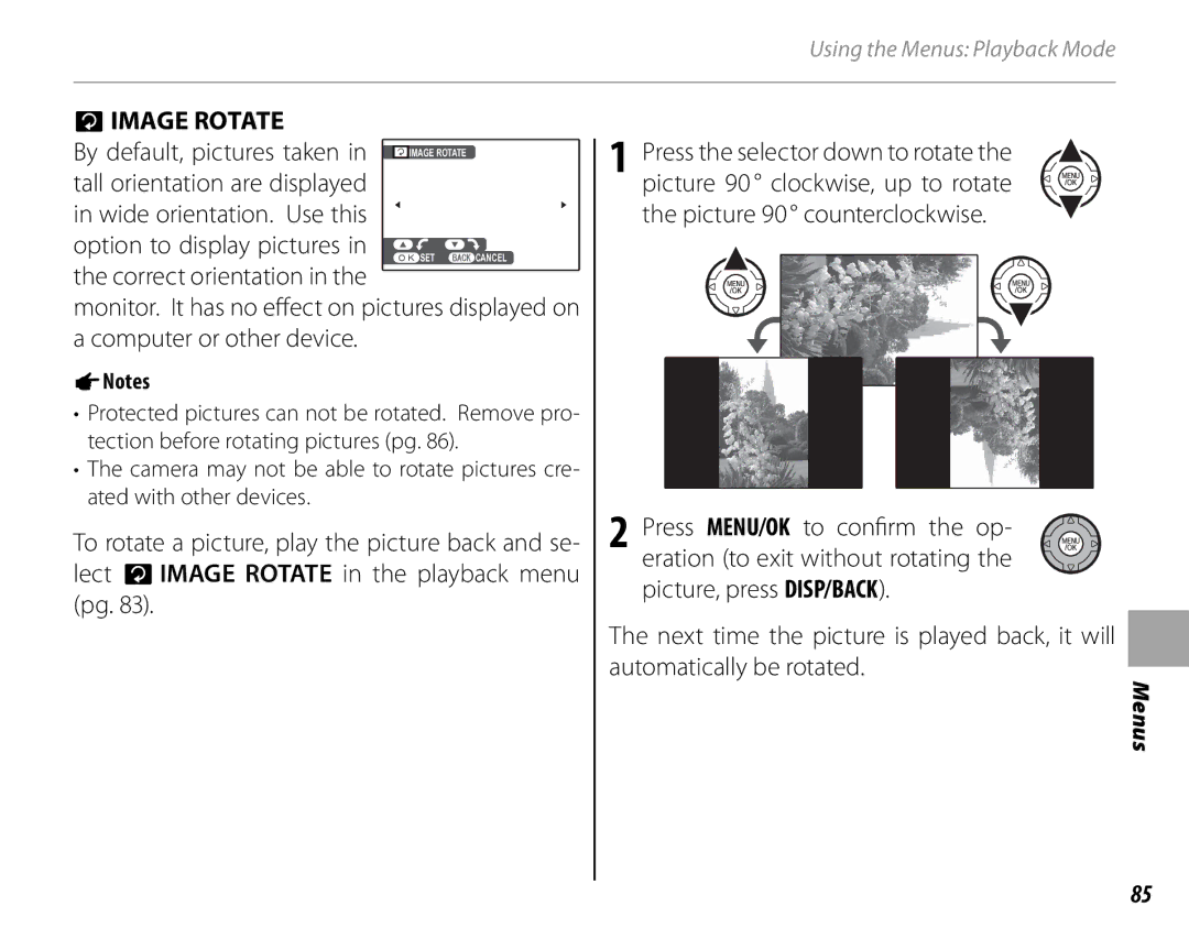 FujiFilm S1700, S1800, S1900, S1600, S2700HD, S2500HD owner manual Cimage Rotate 