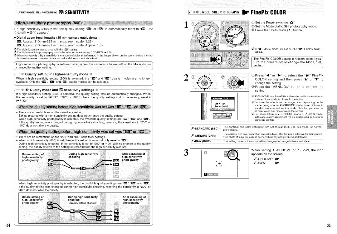 FujiFilm S7000 owner manual FinePix Color, When setting F-CHROMEor F-B&W, the icon, Appears on the screen 