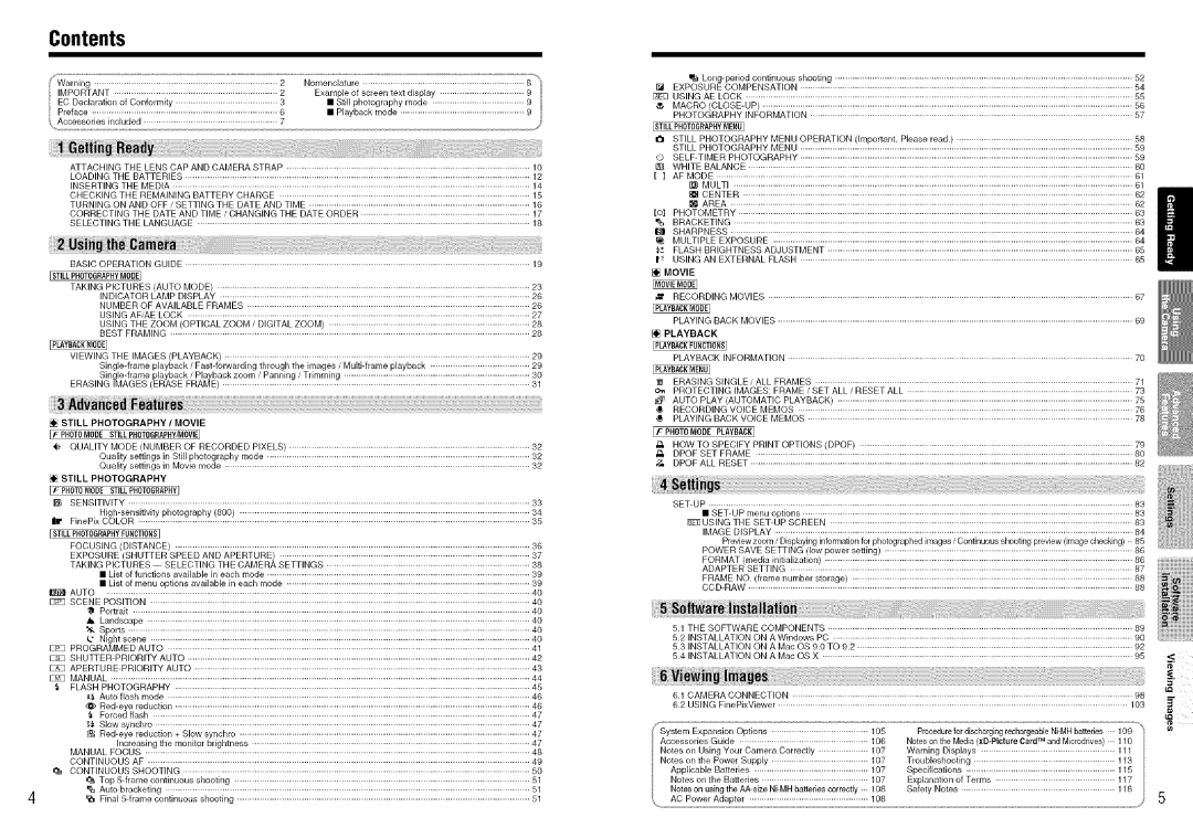 FujiFilm S7000 owner manual Contents 