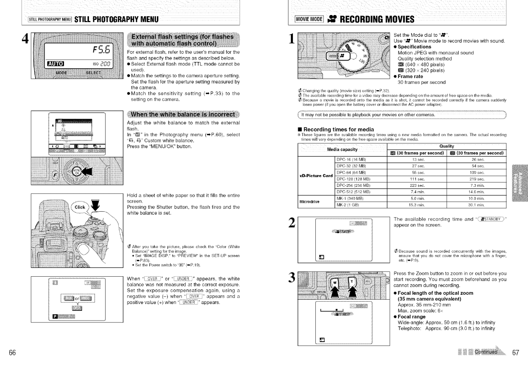 FujiFilm S7000 owner manual Media capacity Quality XD-Picture Card, DPC=1616 MB DPC=3232 MB DPC=6464 MB, Per second Frames 