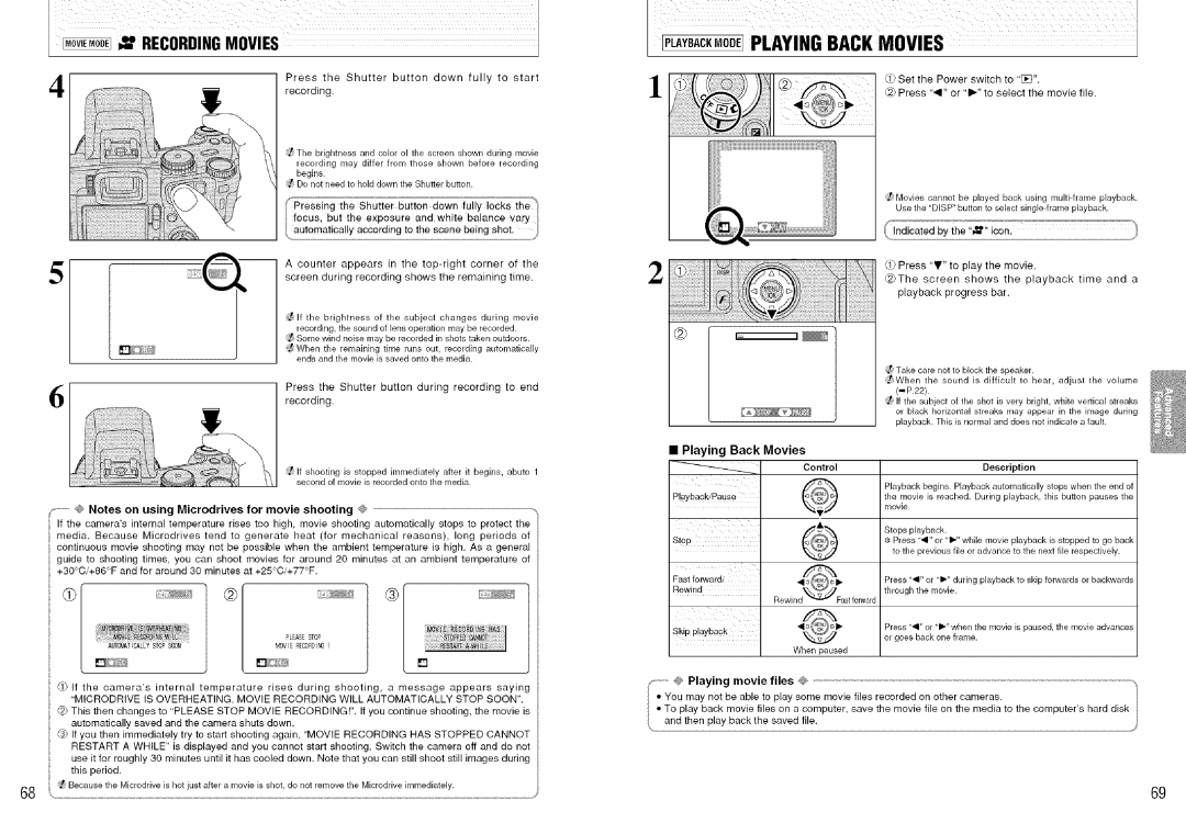 FujiFilm S7000 owner manual Playing Back Movies, Press the Shutter button down fully to start, Recording 