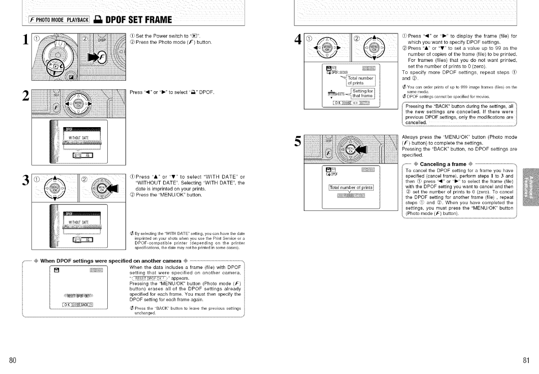 FujiFilm S7000 owner manual Set the Power switch to, @ Press the Photo mode f button, @, Canceling a frame @ 