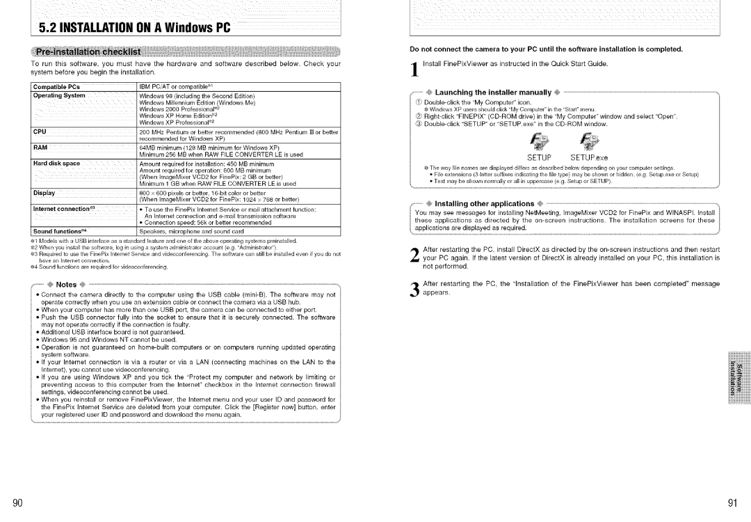 FujiFilm S7000 owner manual Operating System, Hard disk space, Internet connection#?, @ Launching the installer manually @ 