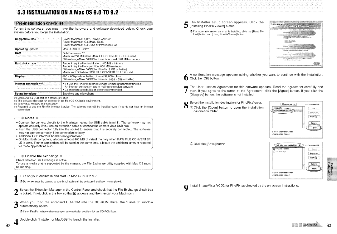 FujiFilm S7000 owner manual Co.t, a, @ Notes @, Click the Save button, Compatible Mac, Space 