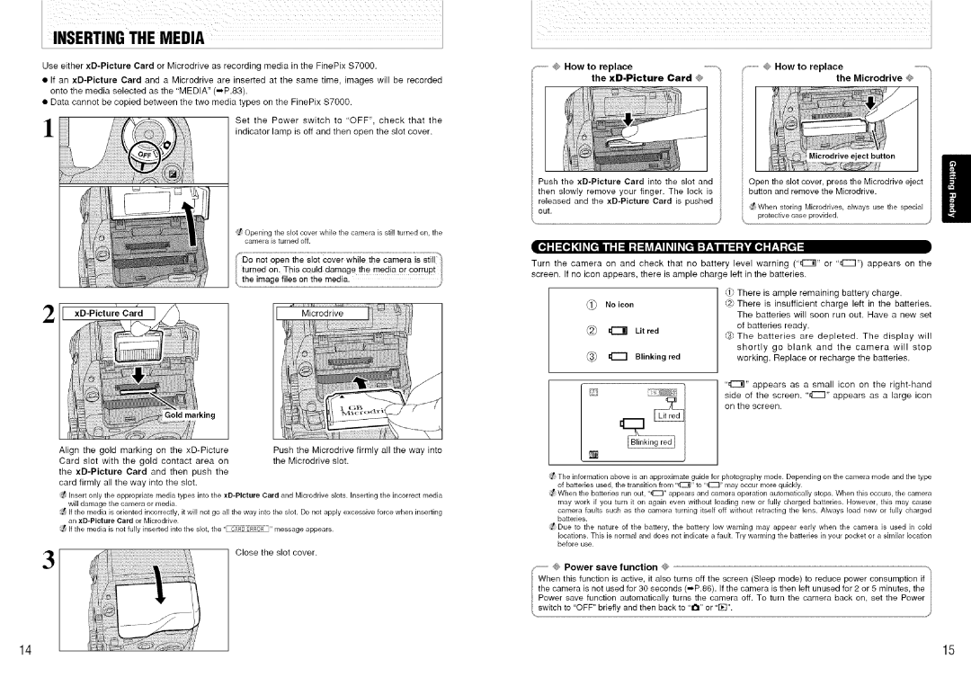 FujiFilm S7000 owner manual @ How to replace, Replace, XD-Picture Card @, Microdrive @ 