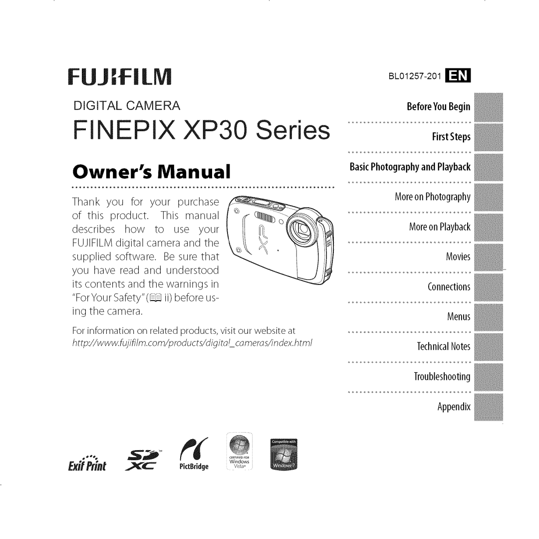 FujiFilm owner manual Finepix XP30 Series, FirstSteps BasicPhotographyandPlayback 