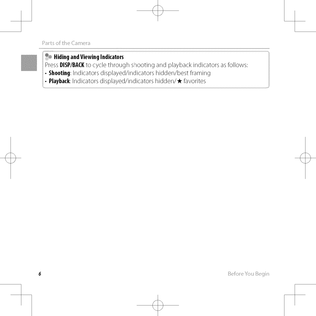 FujiFilm XP30 owner manual ¢ HidingandViewingIndicators 