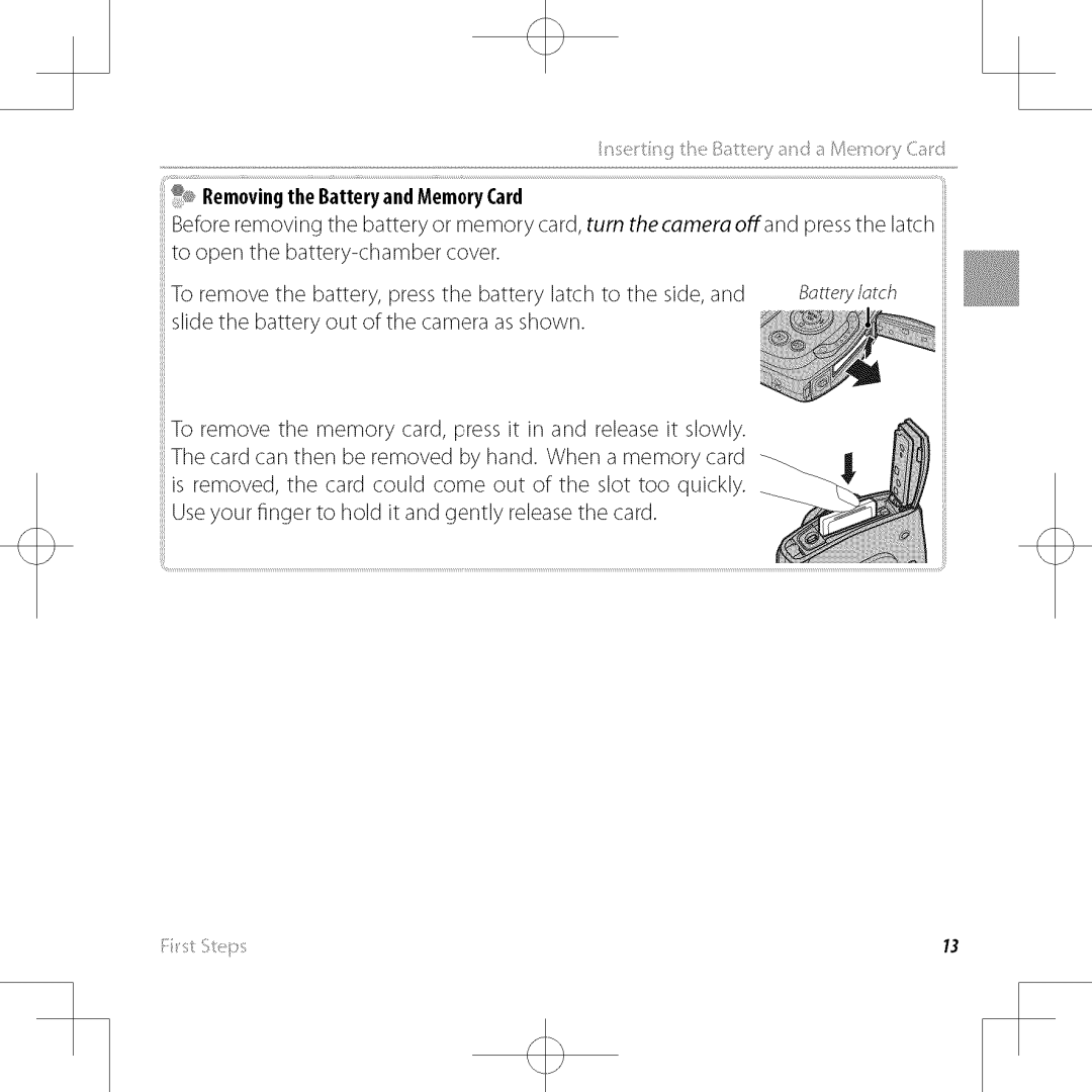 FujiFilm XP30 owner manual RemovingtheBatteryandMemoryCard 