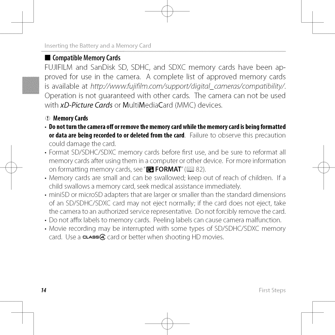 FujiFilm XP30 owner manual MemoryCards 