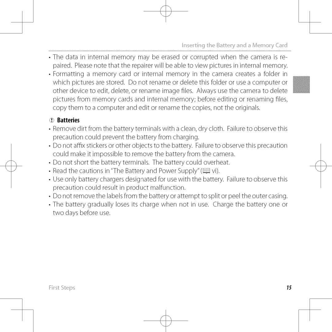 FujiFilm XP30 owner manual Batteries 